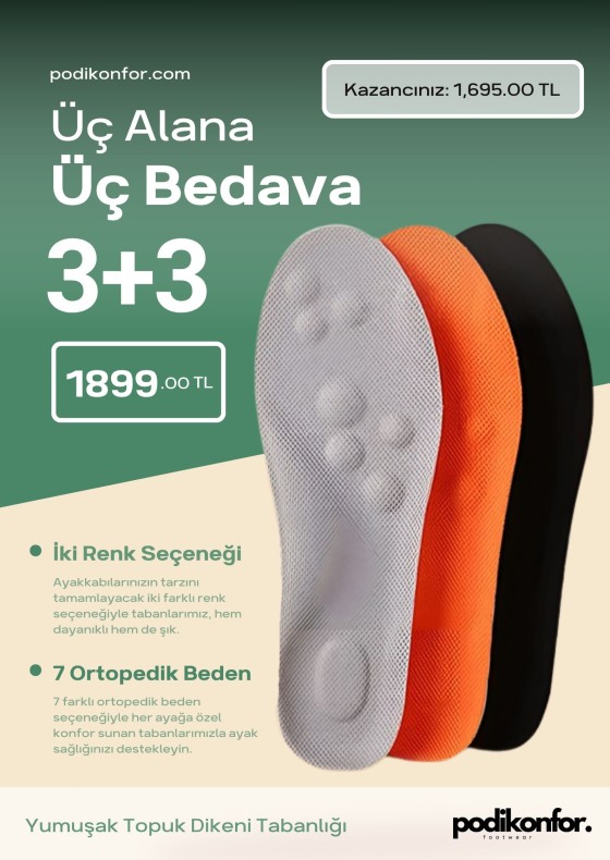 Podikonfor Yumuşak Topuk Dikeni Tabanlığı 3 + 3